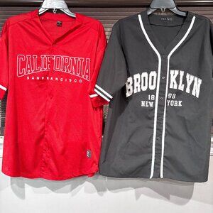 2 Shein button down baseball shirts